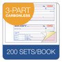Adams Multipart Money/Rent Receipt Book, Casebound (Hard Cover), Three-Part Carbonless, 7 x 2.75, 4 Forms/Sheet, 200 Forms Total