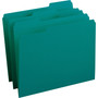 Smead Reinforced Top Tab Colored File Folders, 1/3-Cut Tabs: Assorted, Letter Size, 0.75" Expansion, Teal, 100/Box