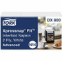 TORK Xpressnap Fit White Dispenser Napkin N14 - 2 Ply - Interfolded - 6.50" Width x 8.39" Length - White - Fiber