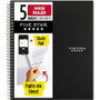 Five Star Wirebound Black 5-subject Notebook - 200 Sheets - Wire Bound - Wide Ruled Front Ruling - 3 Hole(s) - 8" x 10 1/2" Sheet Size
