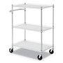 Alera Three-Shelf Wire Cart with Liners, Metal, 3 Shelves, 600 lb Capacity, 34.21" x 18" x 40", Silver