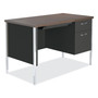 Alera Single Pedestal Steel Desk, 45.25" x 24" x 29.5", Mocha/Black (ALESD4524BM) View Product Image