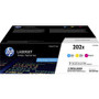 HP 202X (CF500XM) Original High Yield Laser Toner Cartridge - Multi-pack - Cyan, Magenta, Yellow - 3 / Carton