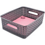 Advantus Plastic Weave Bins - 4.75" Height x 10.50" Width x 13.25" Depth - Desktop - Secure Grip - Black - Plastic
