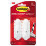 Command General Purpose Wire Hooks, Medium, Metal, White, 3 lb Capacity, 2 Hooks and 4 Strips/Pack