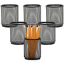 Lorell Mesh Wire Pencil Cup Holders - 3.5" Height x 3.9" Width - Steel - Black