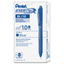 Pentel EnerGel-X Gel Pen, Retractable, Bold 1 mm, Blue Ink, Translucent Blue/Blue Barrel, Dozen