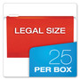 Pendaflex Colored Reinforced Hanging Folders, Legal Size, 1/5-Cut Tabs, Assorted Colors, 25/Box