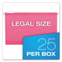 Pendaflex Colored Reinforced Hanging Folders, Legal Size, 1/5-Cut Tabs, Pink, 25/Box