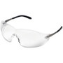 Crews BlackJack Metal Alloy Safety Glasses - Eye, Ultraviolet Protection - Clear Lens - Chrome Frame - Side Shield, Scratch Resistant, Non-slip, Wraparound Lens
