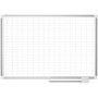 MasterVision 2" Grid Magnetic Gold Ultra Board Kit - 1" x 2" Block - White, Gold - Aluminum, Steel - 36" Height x 48" Width - Magnetic, Dry Erase Surface, Marker Tray