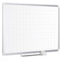MasterVision Gridded Magnetic Steel Dry Erase Planning Board with Accessories, 1 x 2 Grid, 48 x 36, White Surface, Silver Aluminum Frame