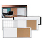MasterVision Cubicle Workstation Dry Erase Board, Combo Magnetic Dry Erase/Bulletin, 48" x 18", Tan/White Surface, Satin Aluminum Frame