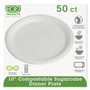 Eco-Products Renewable Sugarcane Dinnerware, Plate, 10" dia, Natural White, 50/Pack (ECOEPP005PK) View Product Image