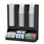 Mind Reader Flume Six-Section Upright Coffee Condiment/Cup Organizer, 11.5 x 6.5 x 15, Black