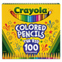 Crayola Long-Length Colored Pencil Set, 3.3 mm, 2B, Assorted Lead and Barrel Colors, 100/Pack