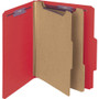 Smead Six-Section Pressboard Top Tab Classification Folders, Six SafeSHIELD Fasteners, 2 Dividers, Letter Size, Bright Red, 10/Box