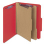 Smead Six-Section Pressboard Top Tab Classification Folders, Six SafeSHIELD Fasteners, 2 Dividers, Letter Size, Bright Red, 10/Box