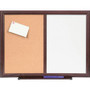 Lorell Combo Dry-Erase/Cork Board - 24" (2 ft) Width x 18" (1.5 ft) Height - Melamine Surface - Mahogany Wood Frame