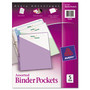 Avery Binder Pockets, 3-Hole Punched, 9.25 x 11, Assorted Colors, 5/Pack