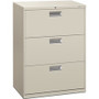 HON Brigade 600 H673 Lateral File - 40.9" Height x 30" Width x 18" Depth - 3 - Finish: Light Gray