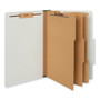 Universal Eight-Section Pressboard Classification Folders, 3" Expansion, 3 Dividers, 8 Fasteners, Legal Size, Gray Exterior, 10/Box