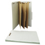 Universal Eight-Section Pressboard Classification Folders, 3" Expansion, 3 Dividers, 8 Fasteners, Legal Size, Gray Exterior, 10/Box