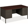 HON Metro Classic HP3262 Pedestal Desk - 29.5" Height x 60" Width x 30" Depth - 5 x Box, File Drawer(s) - Double Pedestal - Square Edge - Finish: Charcoal
