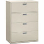 HON Brigade 600 H694 Lateral File - 53.3" Height x 42" Width x 18" Depth - 4 - Finish: Light Gray