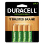 Duracell Rechargeable StayCharged NiMH Batteries, AA, 4/Pack (DURNLAA4BCD) View Product Image