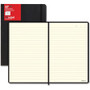 Letts of London L5 Ruled Notebook - Sewn x 9" Width x 6" Length - Black Cover - Elastic Closure, Flexible Cover, Pocket