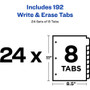 Avery Write and Erase Durable Plastic Dividers with Slash Pocket, 3-Hold Punched, 8-Tab, 11.13 x 9.25, Assorted, 1 Set