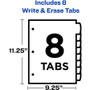 Avery Write and Erase Durable Plastic Dividers with Slash Pocket, 3-Hold Punched, 8-Tab, 11.13 x 9.25, Assorted, 1 Set