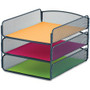 Safco Onyx Letter Tray - 3 Compartment(s) - 8" Height x 9.25" Width x 11.75" Depth - Desktop - Blue - Steel