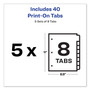 Avery Customizable Print-On Dividers, 3-Hole Punched, 8-Tab, 11 x 8.5, White, 5 Sets