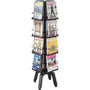 Safco Onyx Mesh Rotating Magazine Display, 16 Compartments, 18.27w x 18.27d x 58.55h, Black