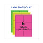 Avery High-Vis Removable Laser/Inkjet ID Labels w/ Sure Feed, 3.33 x 4, Neon, 72/PK (AVE6482) View Product Image