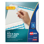 Avery Print and Apply Index Maker Clear Label Plastic Dividers w/Printable Label Strip, 5-Tab, 11 x 8.5, Frosted Clear Tabs, 5 Sets