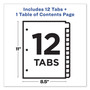 Avery Customizable TOC Ready Index Black and White Dividers, 12-Tab, 1 to 12, 11 x 8.5, 1 Set