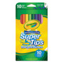 Crayola Washable Super Tips Markers, Fine/Broad Bullet Tips, Assorted Colors, 10/Set