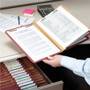 Smead Recycled Pressboard Classification Folders, 2" Expansion, 2 Dividers, 6 Fasteners, Letter Size, Red Exterior, 10/Box