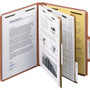Smead Recycled Pressboard Classification Folders, 2" Expansion, 2 Dividers, 6 Fasteners, Letter Size, Red Exterior, 10/Box