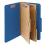 Smead 6-Section Pressboard Top Tab Pocket Classification Folders, 6 SafeSHIELD Fasteners, 2 Dividers, Legal Size, Dark Blue, 10/Box