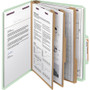 Smead Pressboard Classification Folders, Eight SafeSHIELD Fasteners, 2/5-Cut Tabs, 3 Dividers, Letter Size, Gray-Green, 10/Box