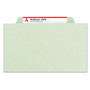 Smead Pressboard Classification Folders, Eight SafeSHIELD Fasteners, 2/5-Cut Tabs, 3 Dividers, Letter Size, Gray-Green, 10/Box
