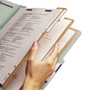 Smead Pressboard Classification Folders, Eight SafeSHIELD Fasteners, 2/5-Cut Tabs, 3 Dividers, Letter Size, Gray-Green, 10/Box