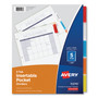 Avery Insertable Dividers w/Single Pockets, 5-Tab, 11.25 x 9.13, White, 1 Set