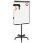 MasterVision Silver Easy Clean Dry Erase Mobile Presentation Easel, 27.5" x 39", White Surface, Black Aluminum/Steel Frame