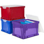 Storex 3 Piece Cube Storage Bins - External Dimensions: 14.3" Width x 17.3" Depth x 10.5" Height - Stackable - Plastic - Assorted Bright - For File