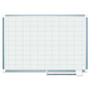 MasterVision Gridded Magnetic Steel Dry Erase Project Planning Board, 2" x 3" Cells, 48" x 36", White Surface, Satin Aluminum Frame